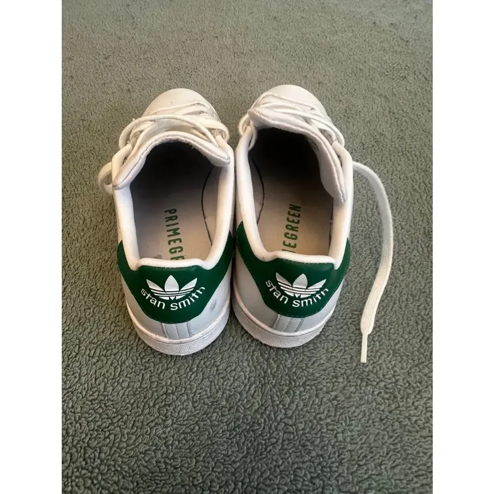 Adidas Stan Smith White Green Leather Sneakers Size 6 - Picture 2 of 8